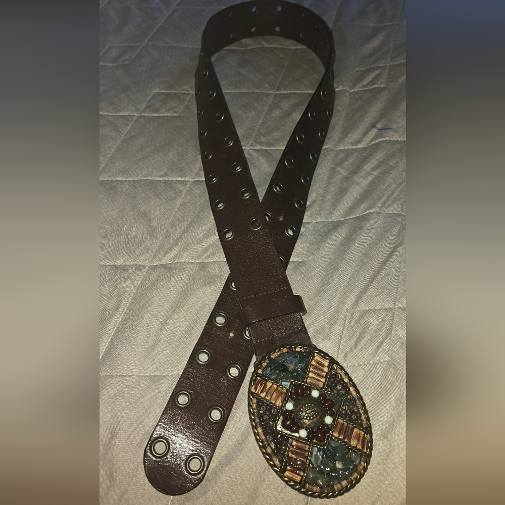 CAbi Beaded Women's Belt with Brown and Gold Accents - Picture 4 of 6